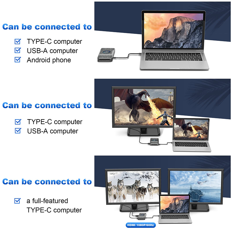 SMISEACOW H1 Multifunction 3 HDMI HUB