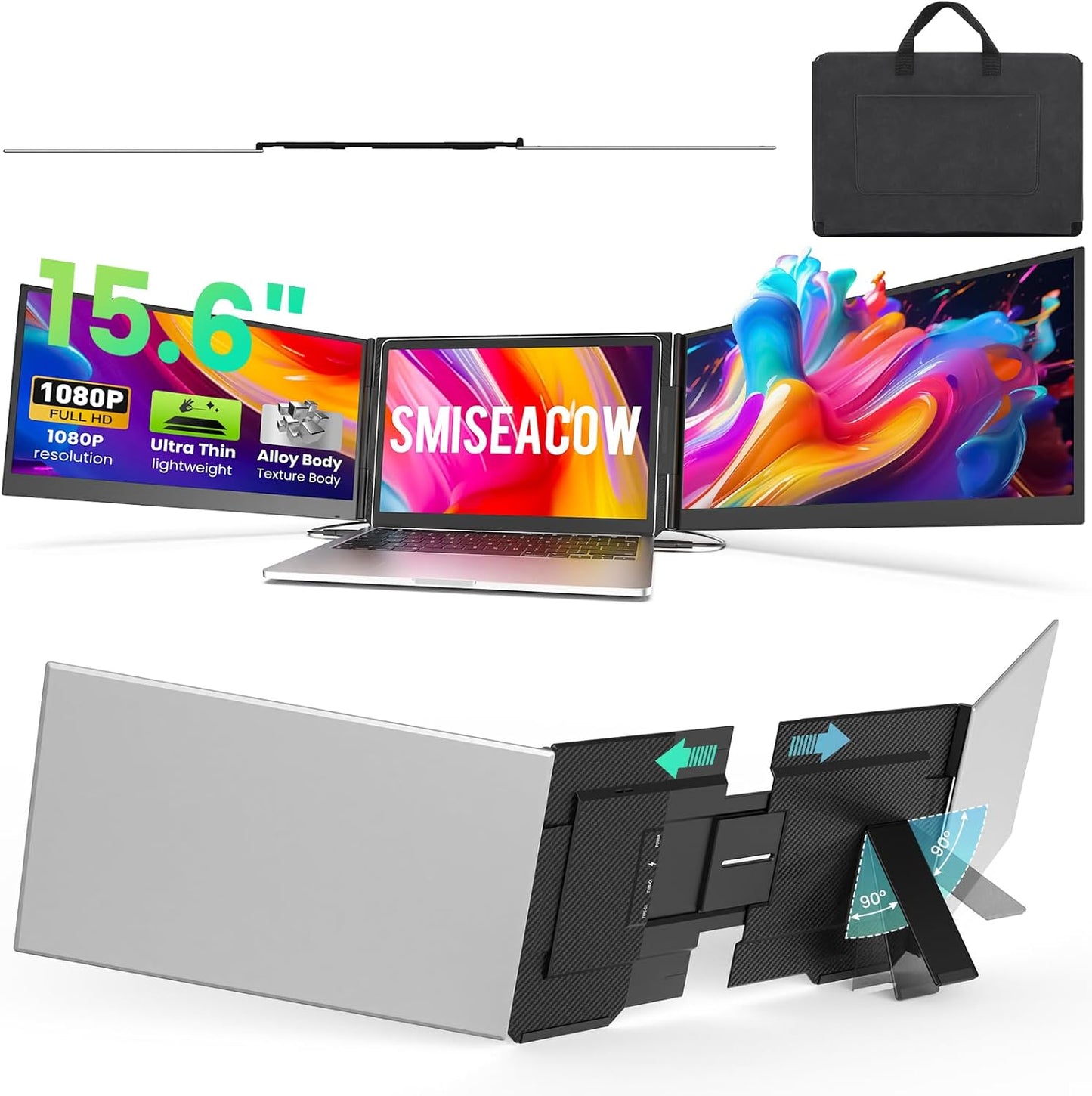 <SMISEACOW>Kwumsy P7 15.6" Triple Screen Laptop Screen Extende