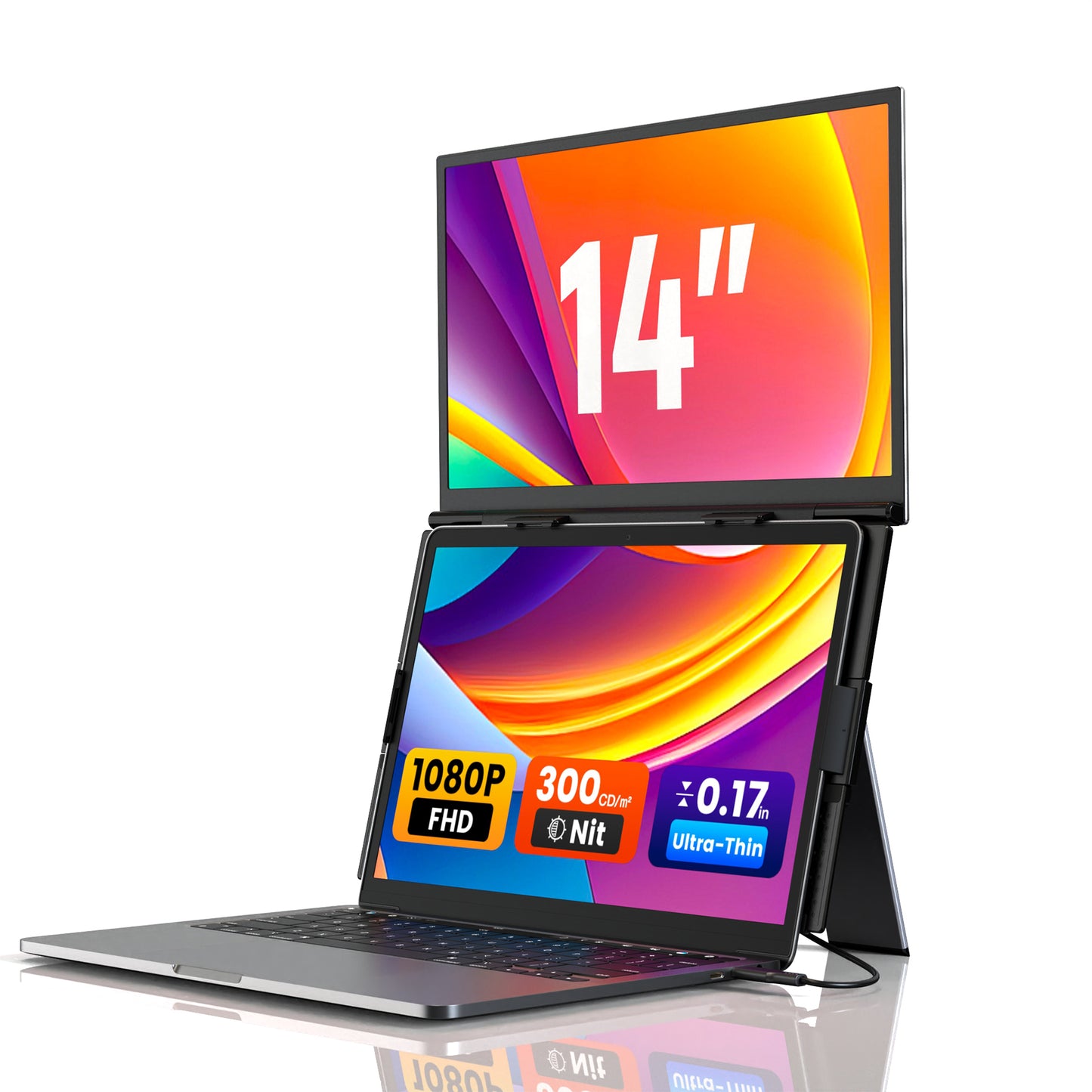 <SMISEACOW>Kwumsy S15 14" Dual Screen Laptop Screen Extende