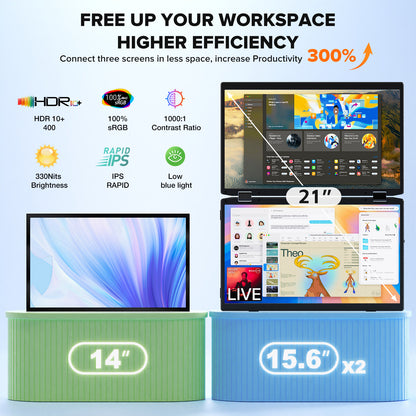 <SMISEACOW>Kwumsy M4 15.6" Triple Screen Laptop Screen Extender