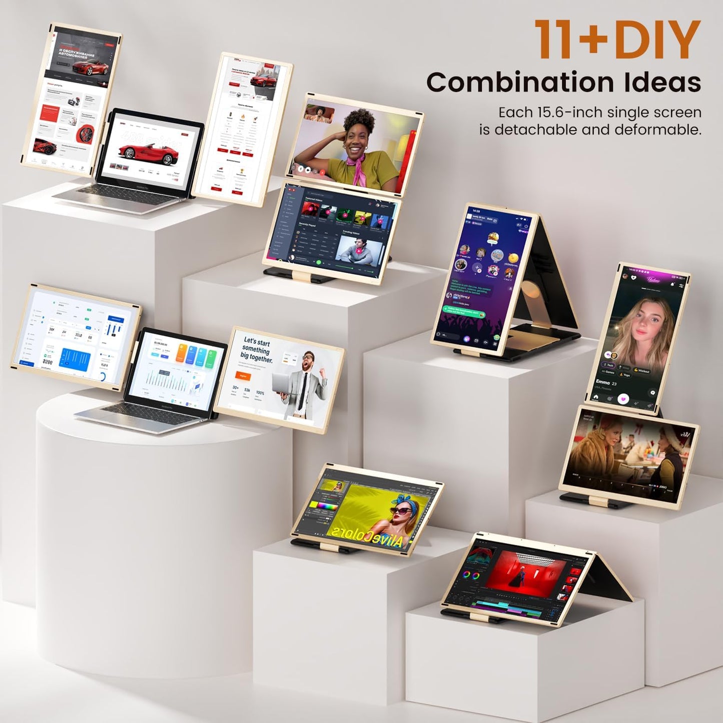 <SMISEACOW>Kwumsy S6 15.6" Triple Screen Laptop Screen Extender