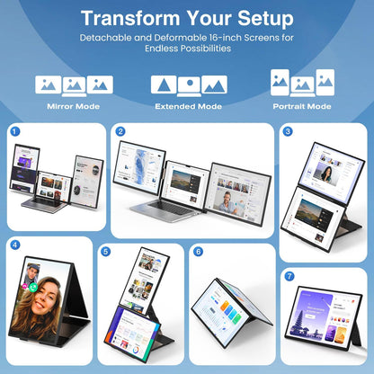 <SMISEACOW>Kwumsy S7 16" Triple Screen Laptop Screen Extender