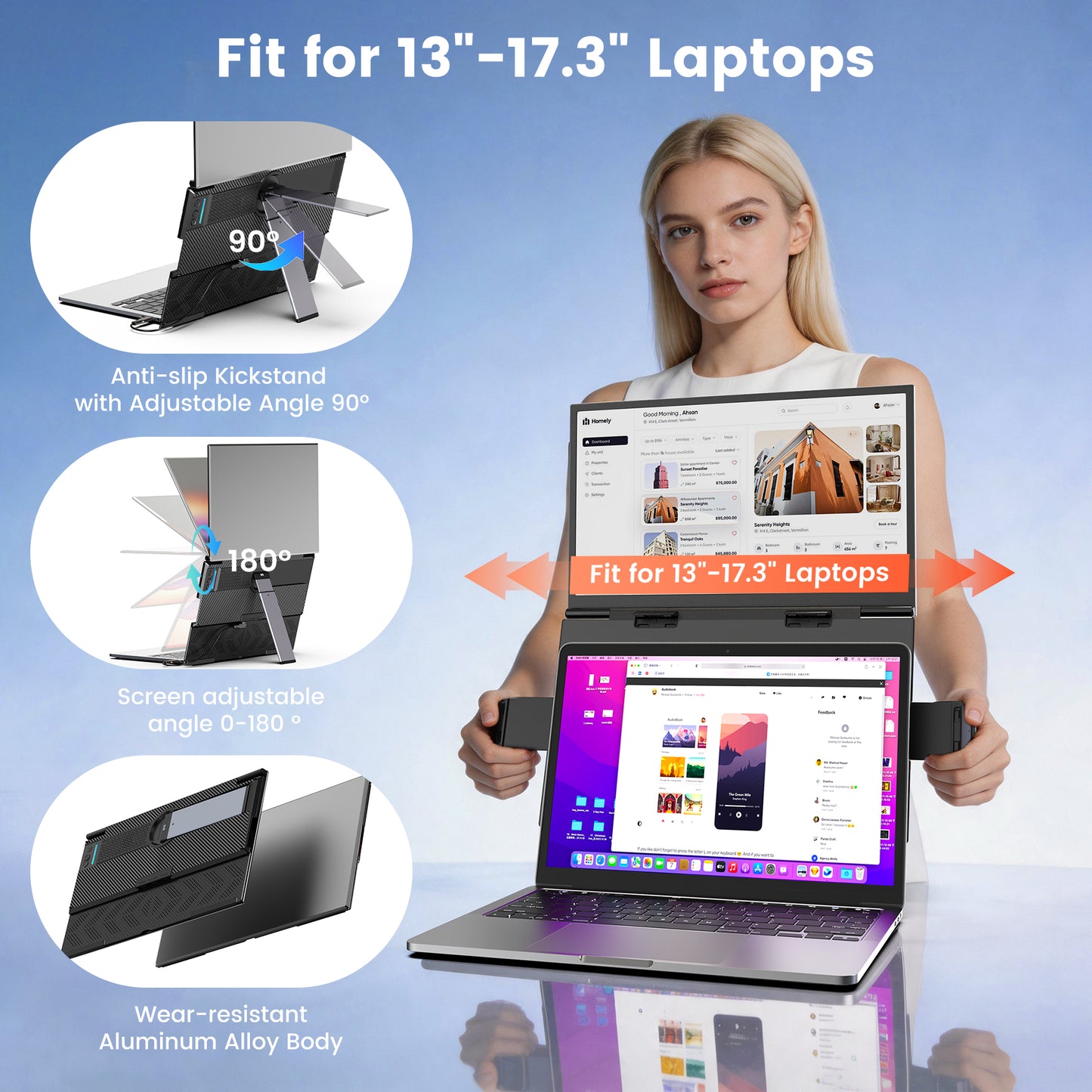 <SMISEACOW>Kwumsy S15 14" Dual Screen Laptop Screen Extende