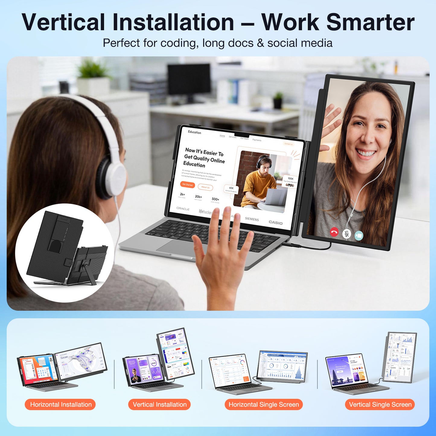 <SMISEACOW>Kwumsy M5 15.6" Dual Screen Laptop Screen Extender