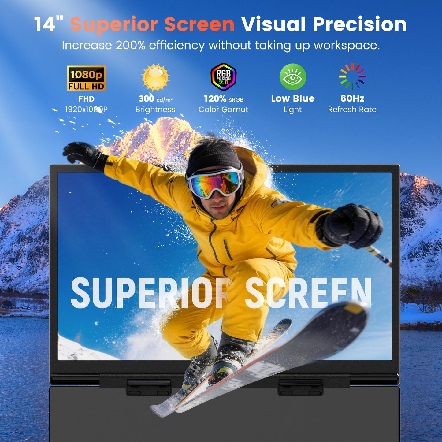 <SMISEACOW>Kwumsy S15 14" Dual Screen Laptop Screen Extende