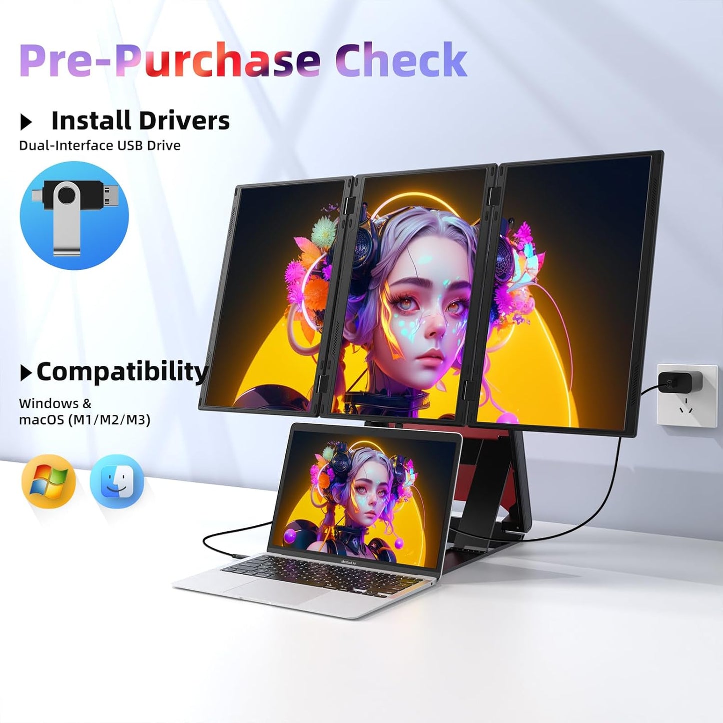 <SMISEACOW>Kwumsy Z4PRO 15.6" Quad-Screen Laptop Screen Extender
