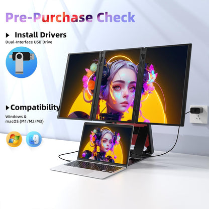 <SMISEACOW>Kwumsy Z4PRO 15.6" Quad-Screen Laptop Screen Extender