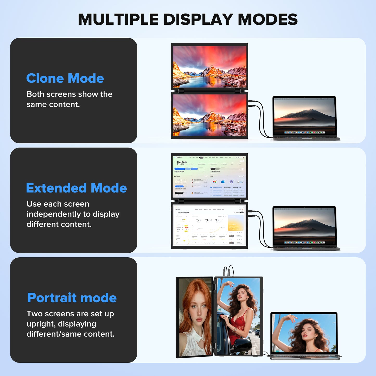 <SMISEACOW>Kwumsy M4 15.6" Triple Screen Laptop Screen Extender
