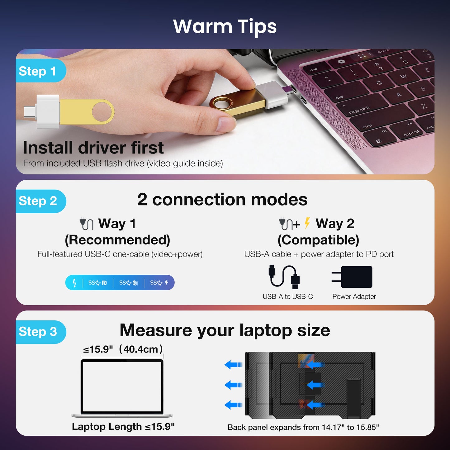 <SMISEACOW>Kwumsy P7 Pro 15.6" Triple Screen Laptop Screen Extender