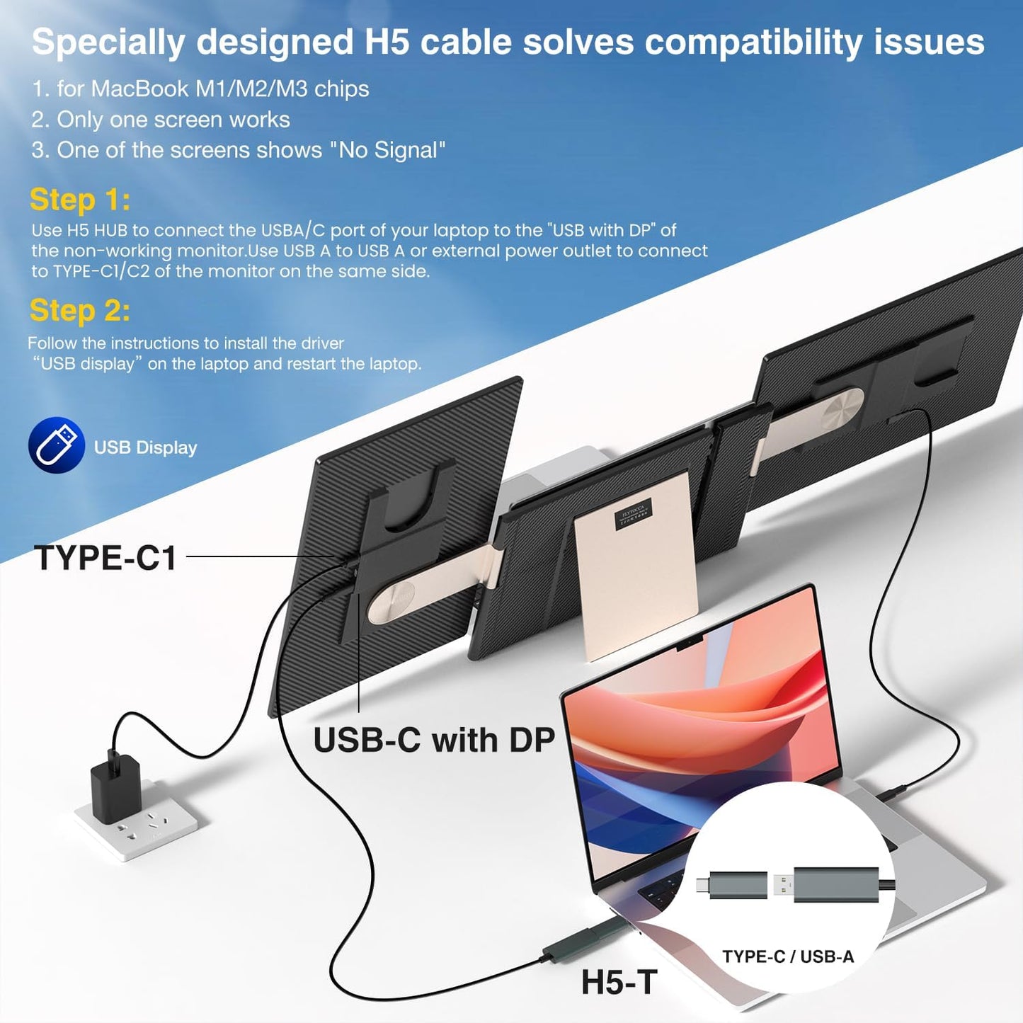 <SMISEACOW>Kwumsy S7 16" Triple Screen Laptop Screen Extender