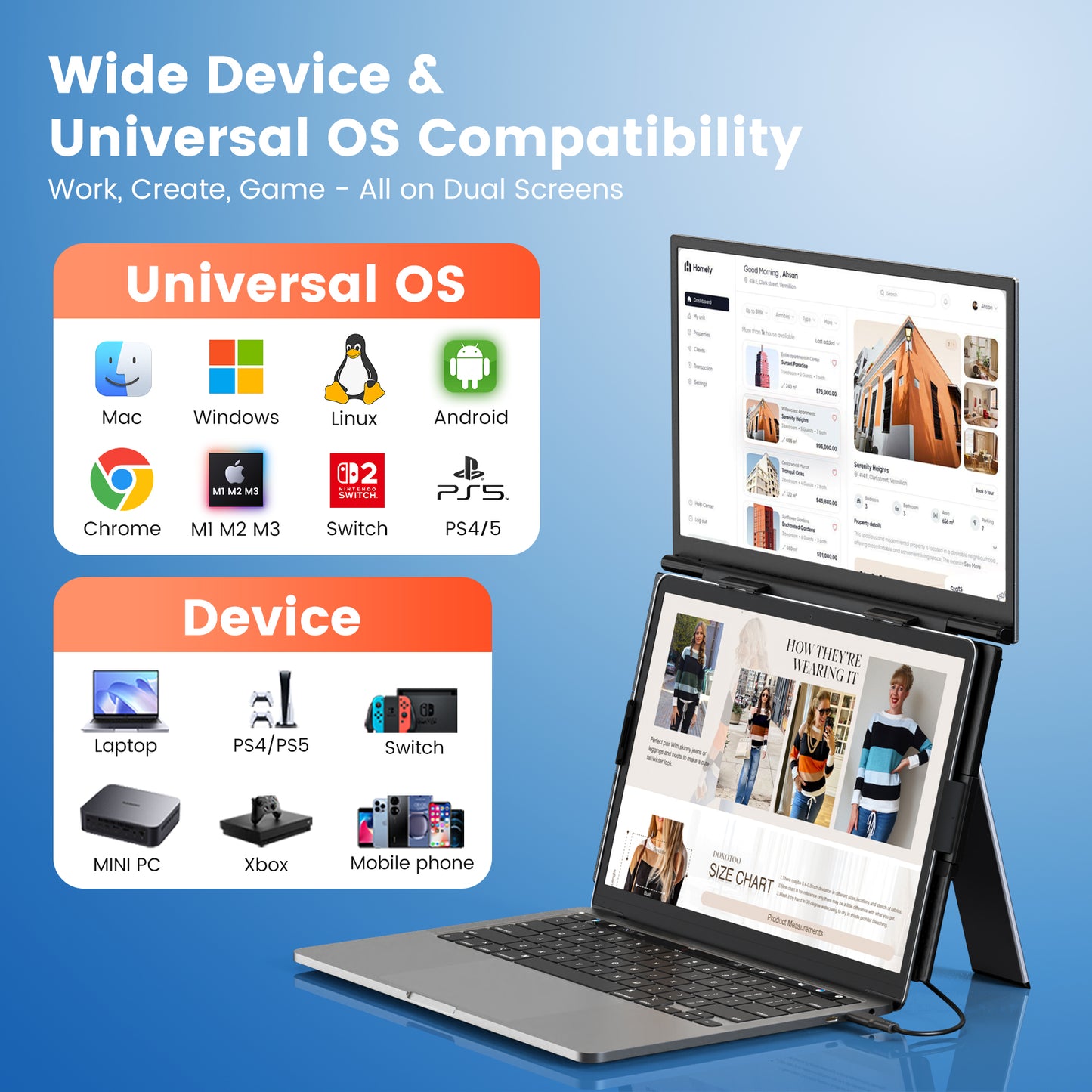 <SMISEACOW>Kwumsy S15 14" Dual Screen Laptop Screen Extende