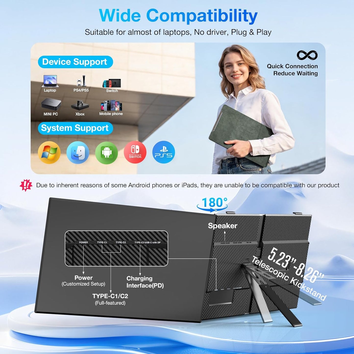 <SMISEACOW>Kwumsy S8Max 15.3" Dual Screen Laptop Screen Extender