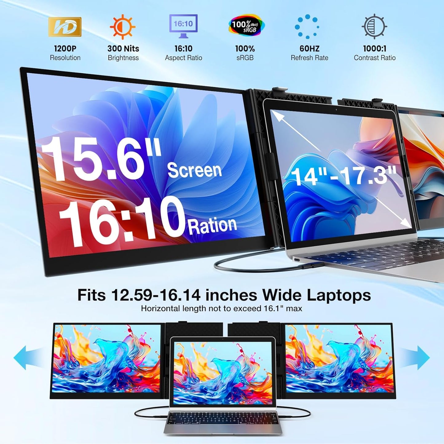 <SMISEACOW>Kwumsy S8Pro MAX 15.3" Triple Screen Laptop Screen Extender