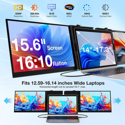 <SMISEACOW>Kwumsy S8Pro MAX 15.3" Triple Screen Laptop Screen Extender