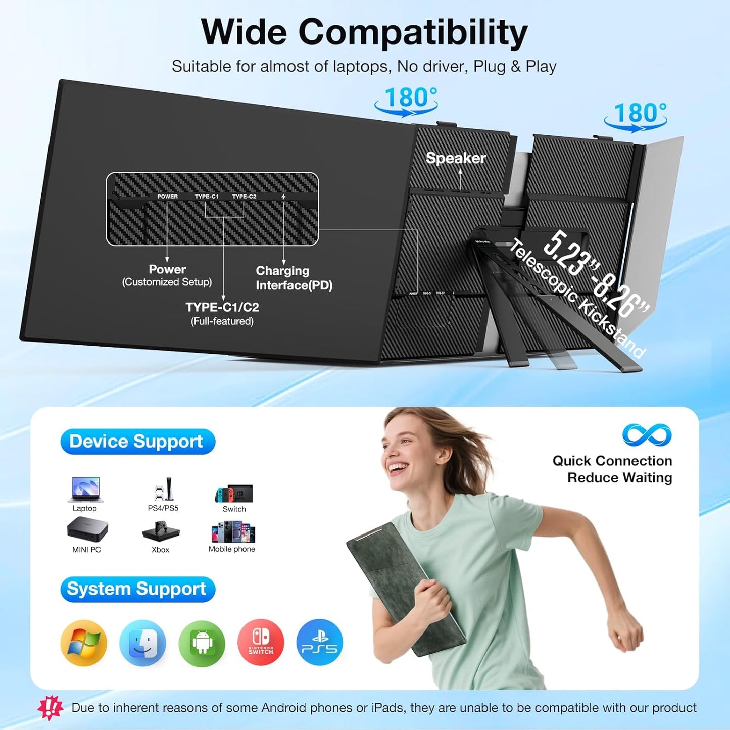 <SMISEACOW>Kwumsy S8Pro MAX 15.3" Triple Screen Laptop Screen Extender